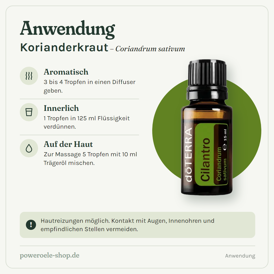 doTERRA Cilantro Korianderkraut - Anwendung