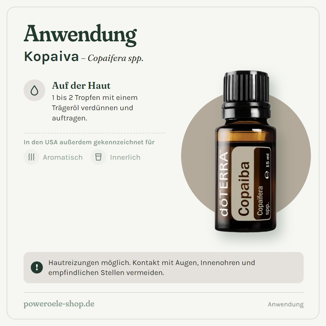 doTERRA Copaiba (Kopaiva) - Anwendung