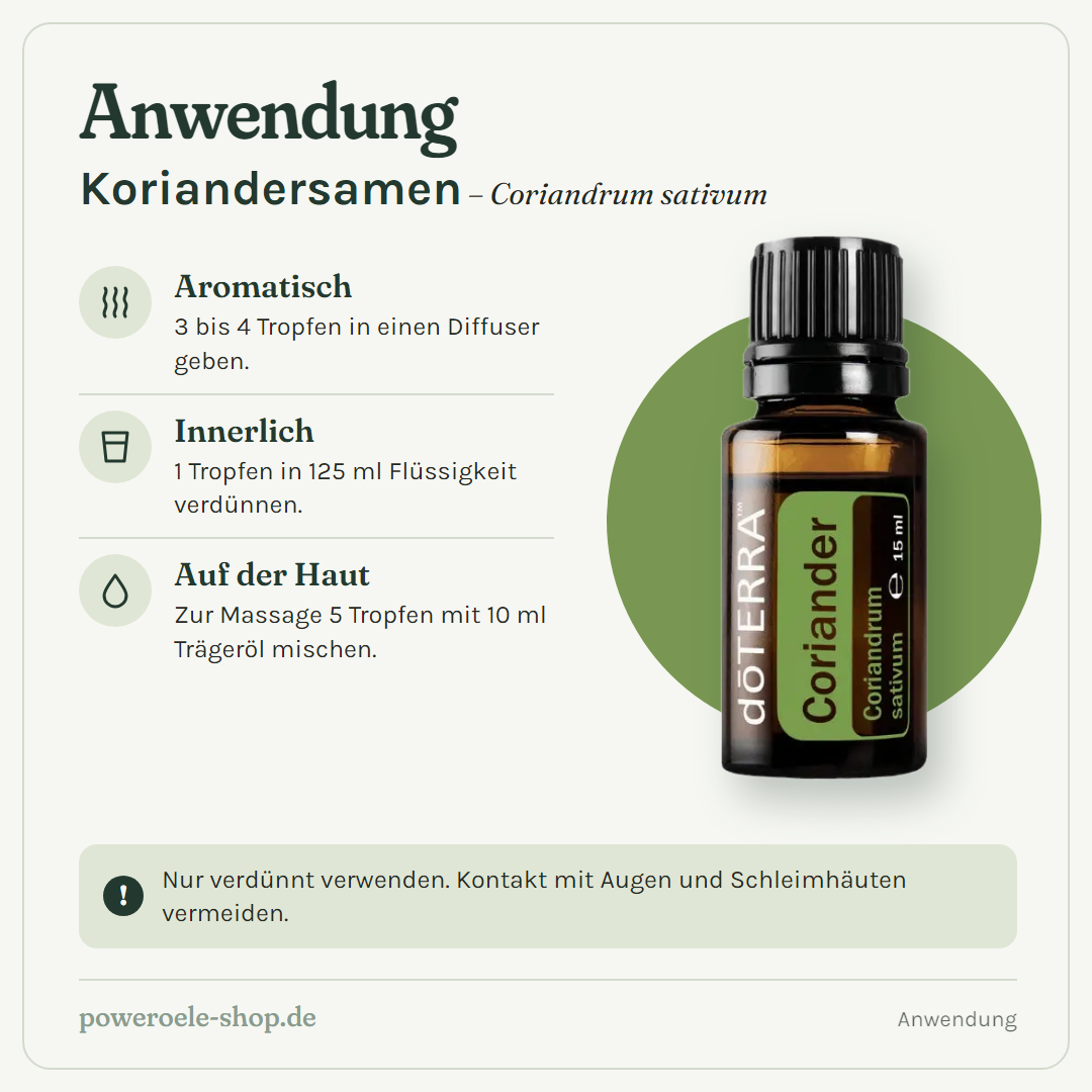 doTERRA Coriander (Koriandersamen) - Anwendung