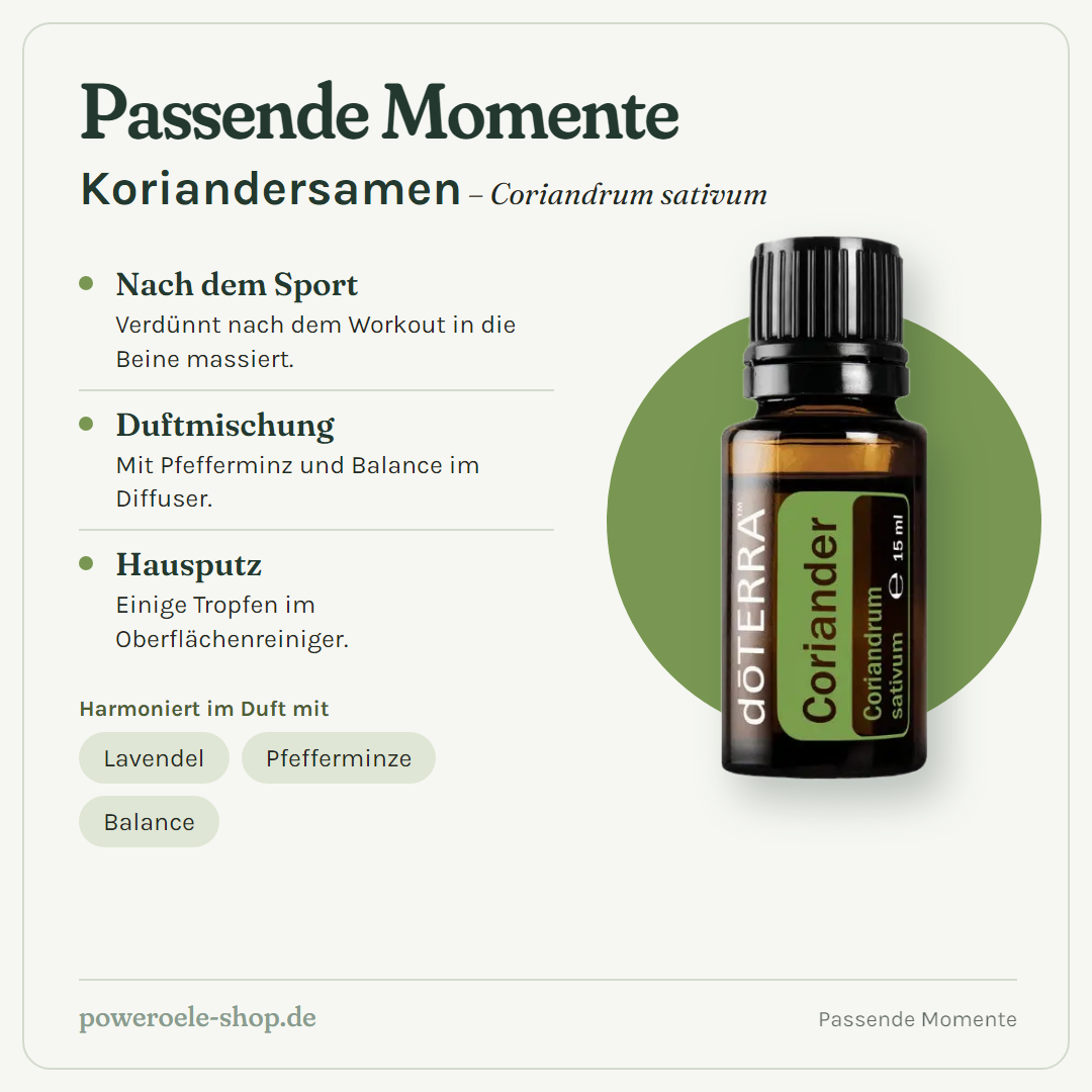 doTERRA Coriander (Koriandersamen) - Passende Momente