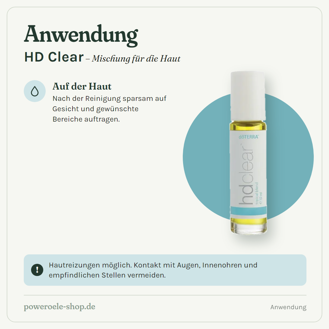 doTERRA HD Clear - Mischung für die Haut - Anwendung
