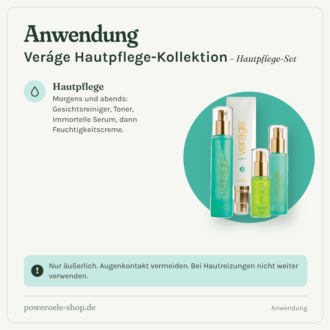 doTERRA Veráge Hautpflege-Kollektion - Anwendung