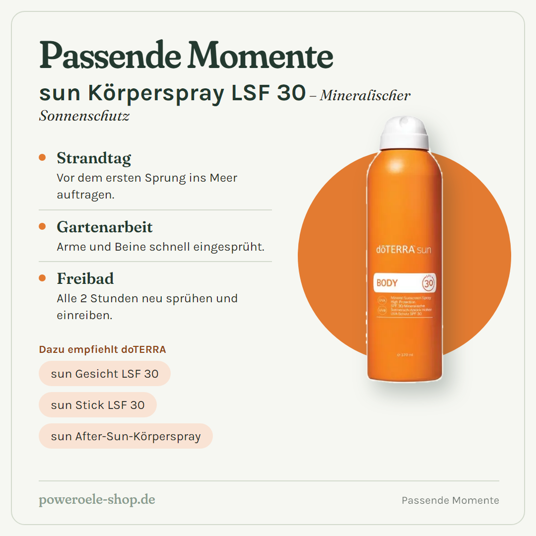doTERRA sun Mineralisches Sonnenschutzspray für den Körper - Passende Momente