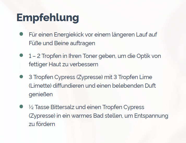 doTERRA Cypress (Zypresse) Empfehlung