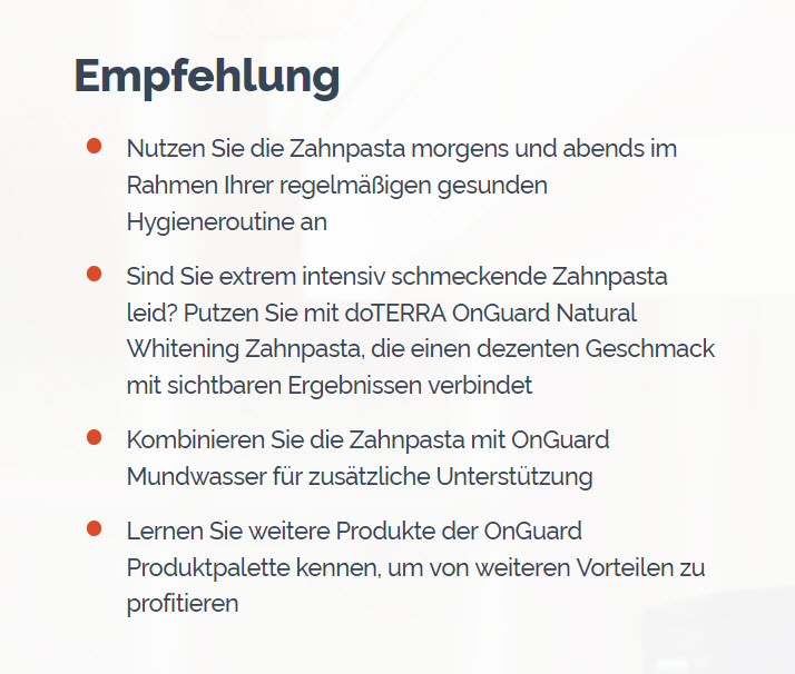 doTERRA On Guard Aufhellende Zahnpasta Empfehlung